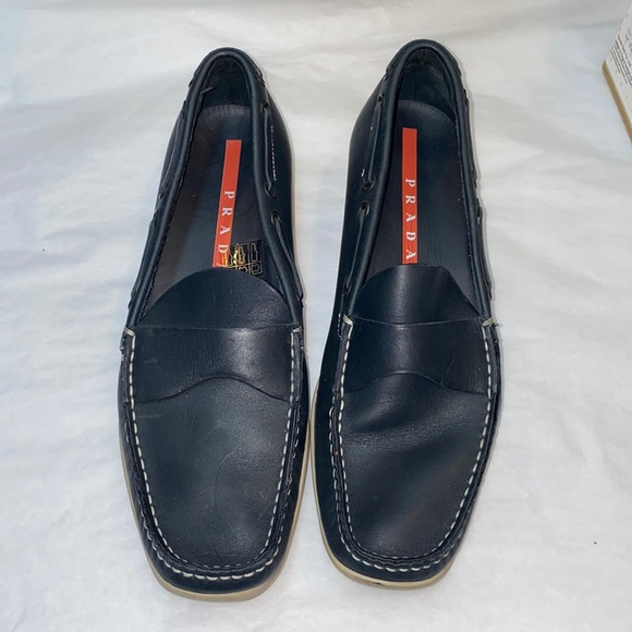 Authentic Vintage PRADA boat shoes loafers Navy - Picture 1 of 6